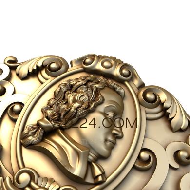 Art panel (Medallion with a male profile, PD_0276) 3D models for cnc